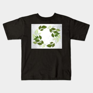 Composition of Patterned Tea Leaves Kids T-Shirt